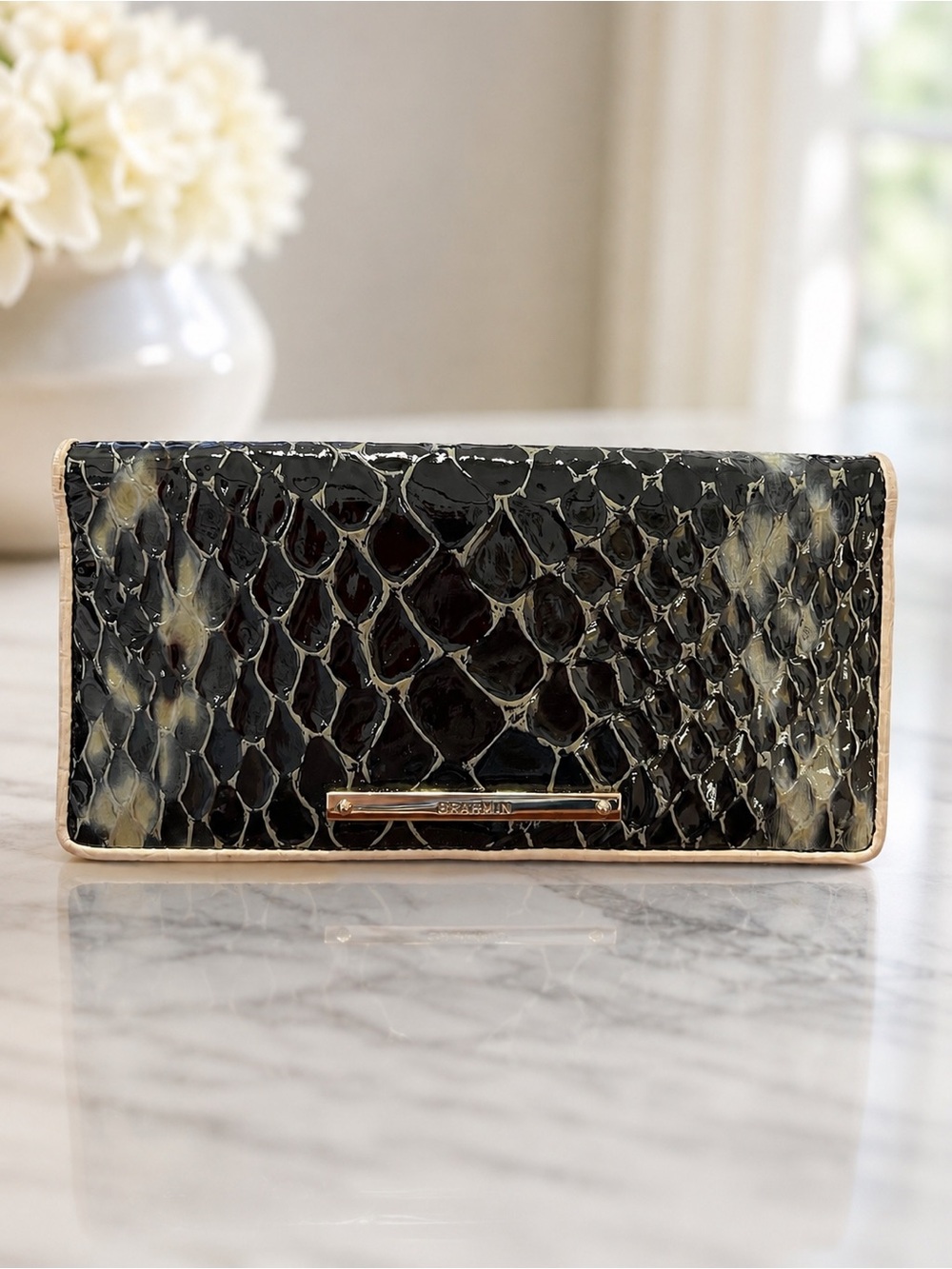 NWT, Brahmin Ady Wallet in Black Carlisle